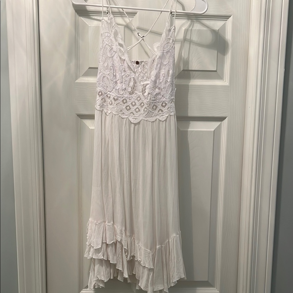 Free People Asymmetrical White Lace Dress